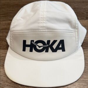 Hoka White and Black Logo Running Cap